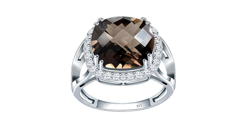Anillo de cuarzo ahumado café